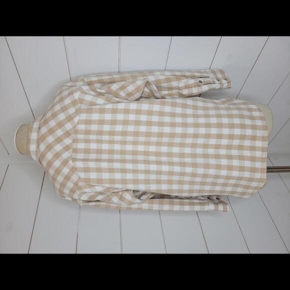 J Crew small tan and white plaid cotton shacket - Picture 2 of 5
